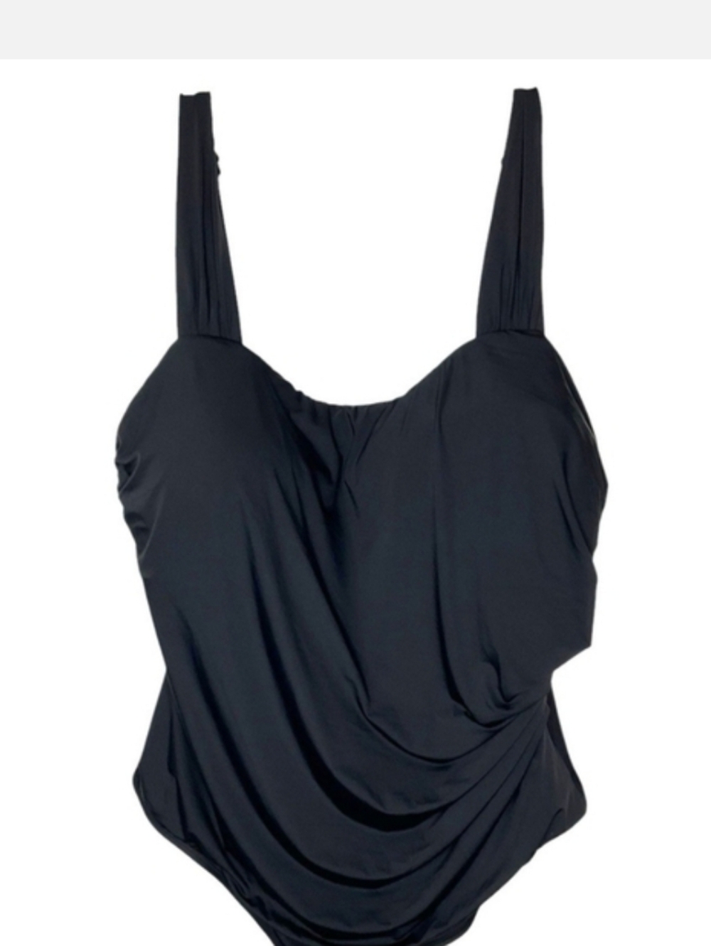 Jantzen NWT S28W Solid Black Tummy Control One Piece Wrap Style Layered Bthin St